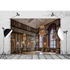Loccor Fabric 5x3ft Luxurious Palace Backdrop for Photography Chandelier Chandelier Luxury Palace Interior Background for Prom Wedding Birthday Party Decorations Portrait Photo Booth Props