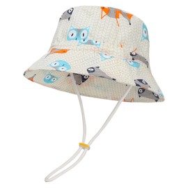 MASOCIO Baby Children's Sun Hat Summer Hat Girls Boys with Wide Brim Fishing Hat Adjustable, Beige 1