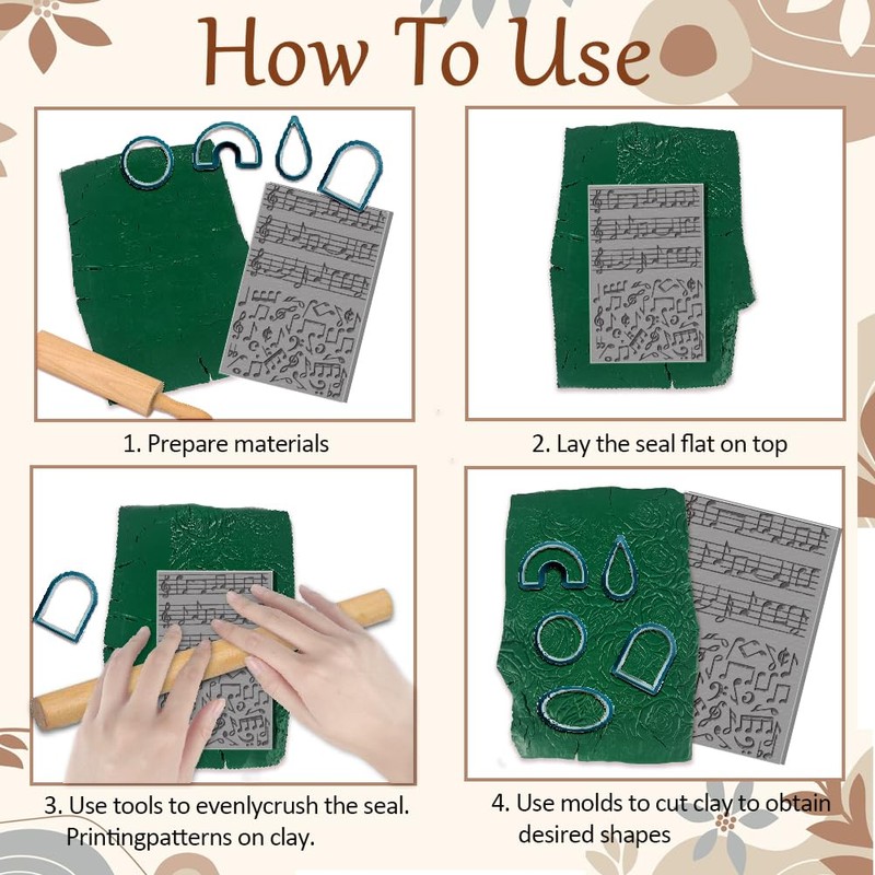 CHGCRAFT Music Note Clay Texture Mat Clay Modeling Pattern Pad