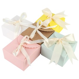 lahnao 25Pcs Gift Box, Cookie Boxes for Gift with Ribbon, Delicate Wedding Favour Gift Boxes, Cardboard Boxes for Gifts for Parties, Gatherings and Birthdays
