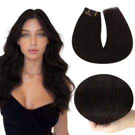 Vivien Darkest Brown Clip in Hair Extensions Remy Human Hair Clip in Brown Human Hair Extensions Clip in Silky Straight Full Head 14 Inch 70 Grams 5Pcs/pack