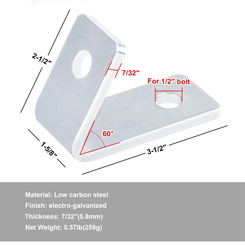 YIDU69Q 4 Pcs 2 Hole Corner Bracket Closed 60 Degree