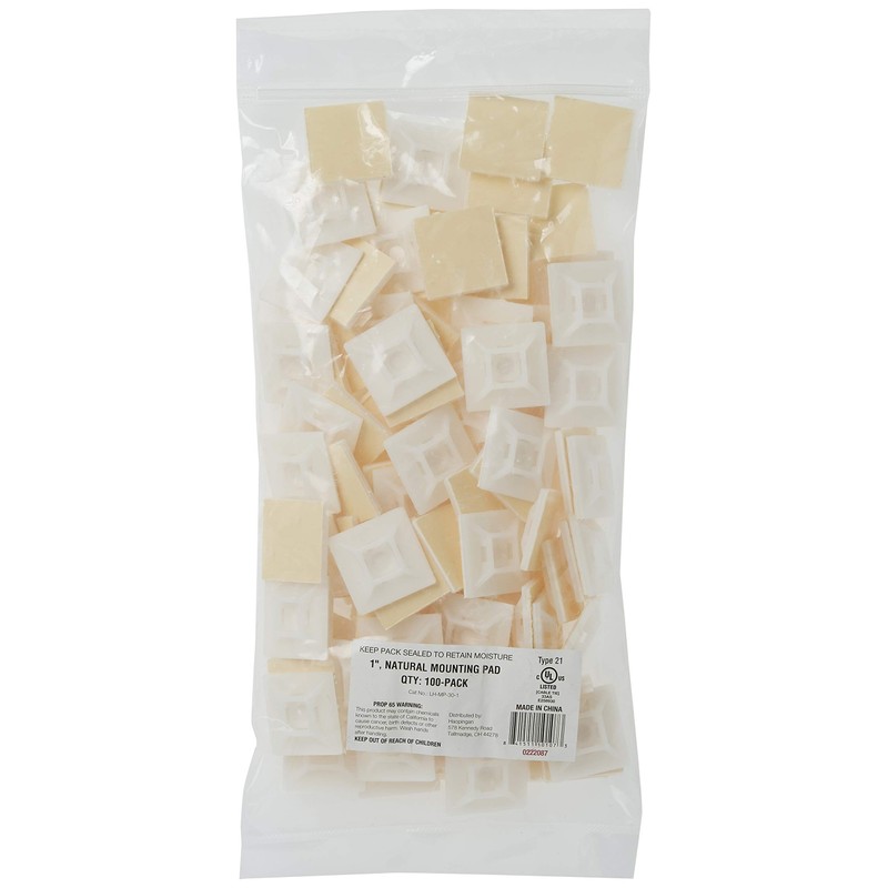 1-in Mounting Pad 100-Pack, Natural, Speciality Cable Tie