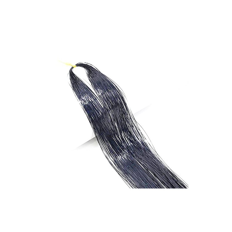 Sparkly 3D Hair Tinsel Glitter Synthetic Heat Resistant Extensions (Black)