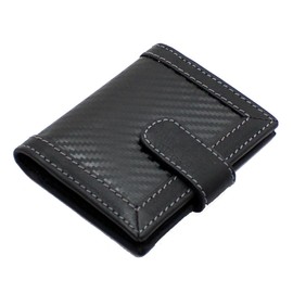 STARHIDE Mens Carbon Fiber with Real Leather Credit Card Holder Case 1185 (Black)