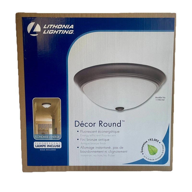 Lithonia Lighting Essentials 1-Light Bronze Fluorescent Decor Round Flush Mount