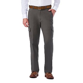 Haggar mens Comfort Stretch Flat Front Cargo - Reg. and Bt Casual Pants, Grey, 36W x 29L US