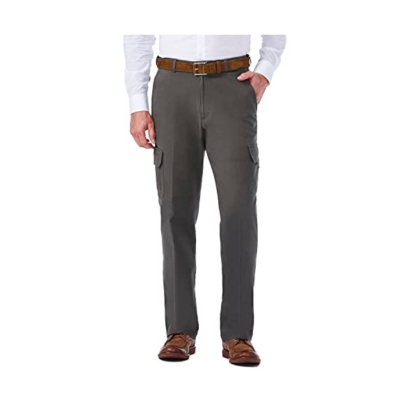 Haggar mens Comfort Stretch Flat Front Cargo - Reg. and
