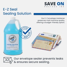 Save On Postage Ink Compatible PB 1 Gallon Bottle 4-Pack E-Z Seal Sealing-Solution for DM Series Mailing System Postage Meter Sealing-Solution | 4-Pack