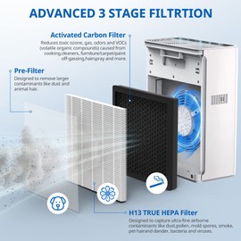 G3 Air Puri-fier Replacement Fil-ter for AMEIFU, Compatible with AMEIFU G3 Sferf-30 (FXAP2W) For VEWIOR A3 For Tailulu HQZZ-260 3-IN-1 H13 True HEPA, 2 Pack