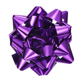 MECCANIXITY 8 Inch Large Gift Bow Self Adhesive Metallic Christmas Bows Purple for Gift Wrapping, Present Baskets, Party Decoration, Holiday, Wedding 2Pcs