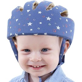 IULONEE Baby Helmet Toddler Protective Hat Infant Head Protective Cotton Hat Toddler Adjustable Safety Helmet (Starry Blue)