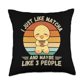 Duck I Just Like Matcha Tea Maybe Like 3 People Vintage Throw Pillow, 18x18, Multicolor
