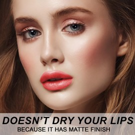 DISURI Beauty Matte Bullet Long Wear Lipstick - Vegan and Cruelty-Free - Smudge and Waterproof Matte Lipstick with Moisturizing Formula - All Day Comfort - (Fiery Coral #10)