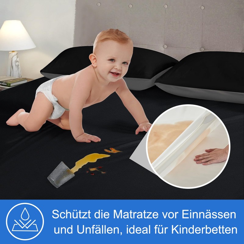 Mattress Protector 90 x 200 cm Waterproof Black Incontinence Pad