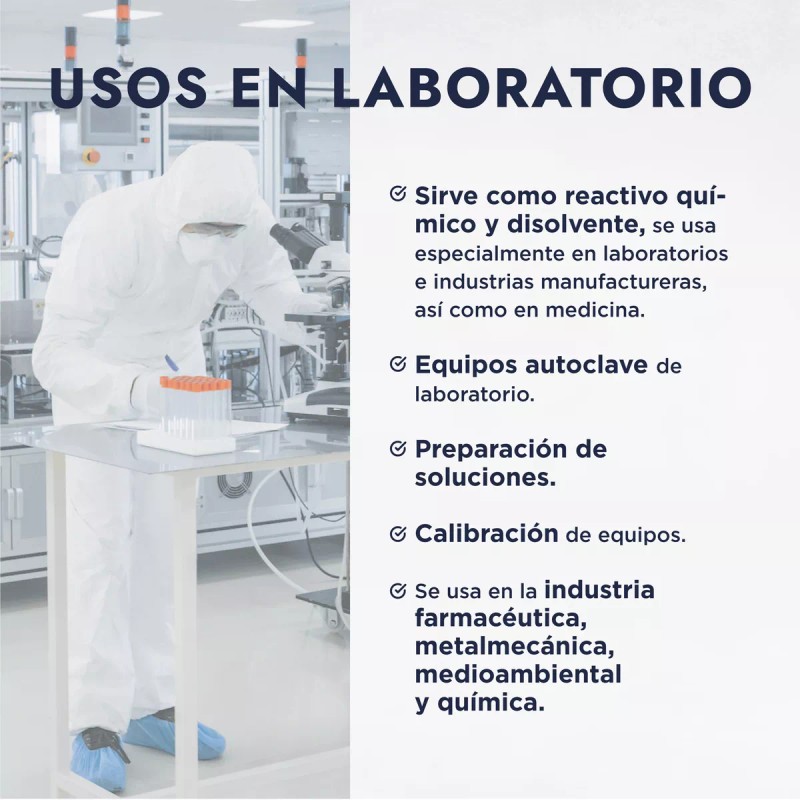 Hebbe Cosmetics Agua Destilada Deionizada Alta Pureza uso cosmetico en