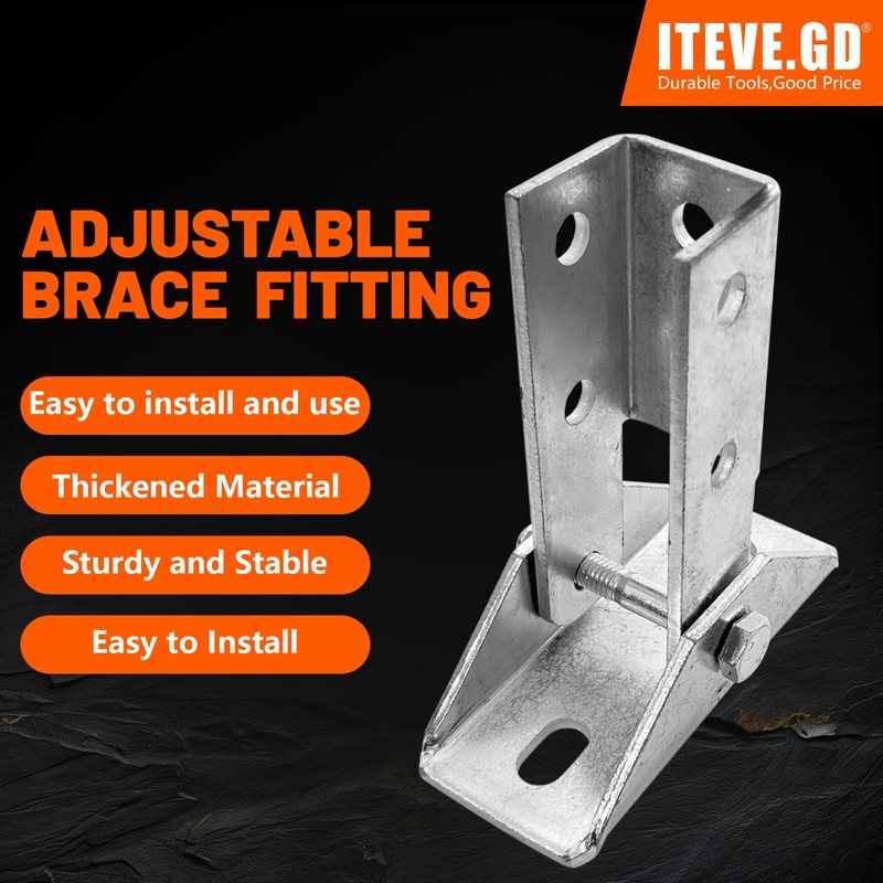 ITEVE.GD Adjustable Brace Fitting (Silver,2Pack),180 Degree Turn Joint Connector Bracket