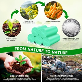 Small Trash Bags 2 Gallon Green-Biodegradable - Mini Garbage Bag For Bathroom Can Unscented Tiny Kitchen Office Car Waste Basket Liners Compostable 100 Count Chenyucheng Strong Thick Bulk