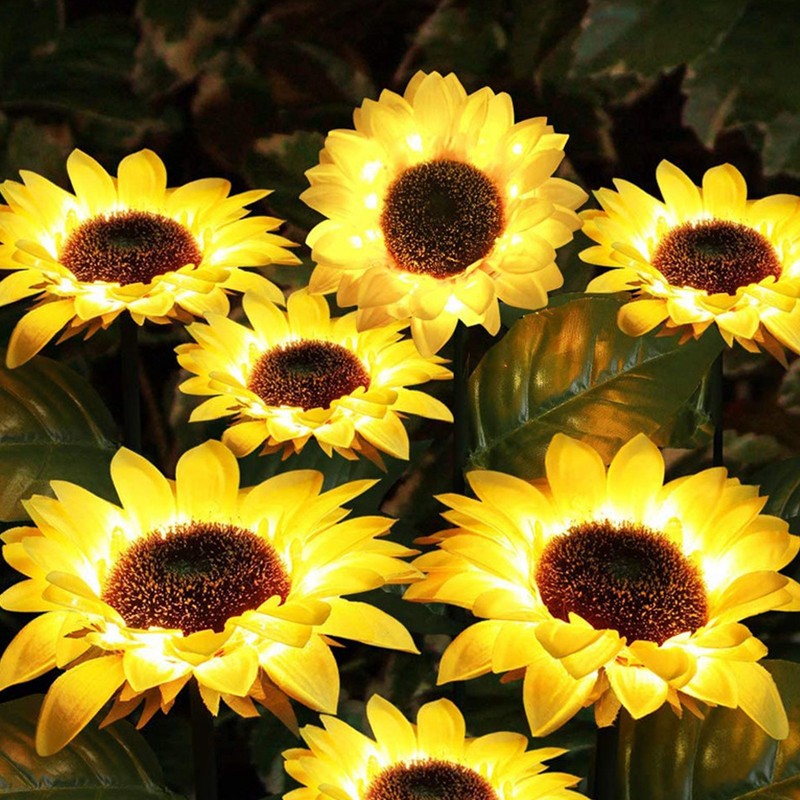 2Pcs Solar Powered LED Lamp Artificial Flower Light Garden Courtyard