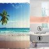 NiCoLa Waterproof Shower Curtains 3D Beach Shower Curtain with 12
