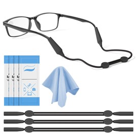 Maitsol Glasses Strap 3 Pcs - No Tail Sunglasses Strap - Adjustable Eyeglasses Strap - Eye Glasses Holder Around Neck, Sports Rope Eyewear Retainer, Glasses Strap for Men Women 14In Black Lanyard Cord