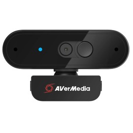 AVerMedia PW310P Webcam, Webcam Cover, 1080p/30fps Videochat and Recording, Plug and play, Microphones, Stream, Autofocus, Works with Skype, Zoom, Team - Black