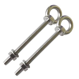 AIVOOF Shoulder Eye Bolt, 2 Pack M8 Stainless Steel Eye Bolts 4" Heavy Duty EyeBolts Screws in Eye Hooks with Washer and Nuts for Lifting and securing Cables Wires, Long Shank Thread Length 50mm