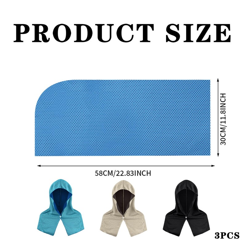 Wangqiuqiu Cooling Hoodie Towel 3 Pack, Quick Dry Sun Protection