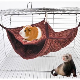 TCYYNEK Ferret Rat Hammock Guinea Pig Hideout Bed,Soft Hamster Toys Hanging Tunnels and Tubes,Plush Small Animal Pet Chinchilla Cage Accessories for Hide,Play and Sleep,2 Pcs (Brown)