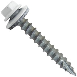 #14 Metal ROOFING SCREWS: (250) Screws x 1-1/2" BRITE WHITE Hex Washer Head Sheet Metal Roof Screw. Self starting/tapping EPDM washer. Colored head for corrugated roofing