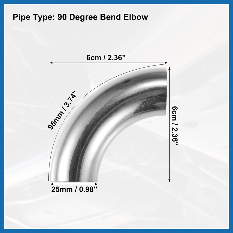 A ABSOPRO 4Pcs OD 1Inch 90 Degree Stainless Steel Bend