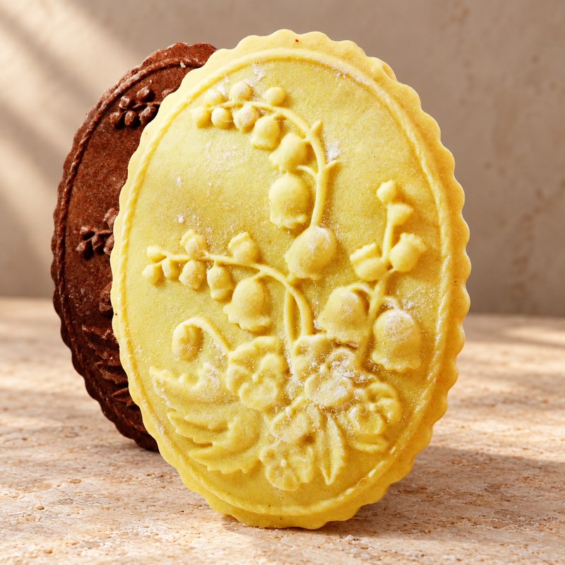 Wooden Cookie Mold for Baking – Carved Flower Embossing Design