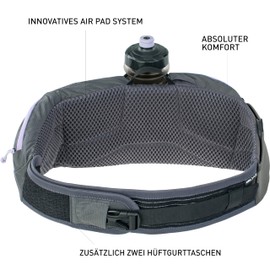 EVOC HIP POUCH PRO Bicycle Waist Bag with Adjustable Straps including 550ml Water Bottle, 2 Waist Belt Pockets, Ideal Utility Pouch, 1.5L Capacity, Multi-Colour