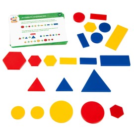 Kids First Math: Attribute Blocks Math Kit with Activity Cards | Develop Skills in Logical Thinking, Classifying, Comparing | Visual Hands-on Math for At-Home or Classroom Learning, Ages 3+