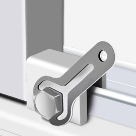 Window Sash Stopper, Set of 4, Updated Version, Auxiliary Lock, Escape, Prank, Anti-crime Prevention, Accident Prevention, Ventilation, Double Lock, Dedicated Tool Included (Single Hole - Compatible