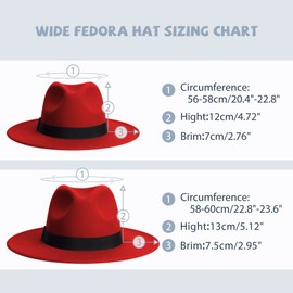 SAJUZEN Womens & Mens Fedora Hats, Wide Brim Fedora Hats for Women Men