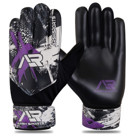 Arsh Sports Goalkeeper Gloves for Kids,Youth and Adult Football Soccer Goalie Gloves with 4-mm Latex Double Wrist Protection (Black, Size 4 Suitable for 6 to 9 Years Old)