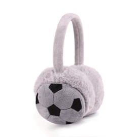 Children's Earmuffs Winer Warm Ear Warmers Football Pattern Earmuffs Plush Earmuffs for Girls and Boys, gray