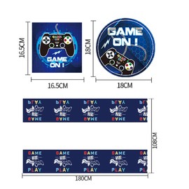 Party Tableware Set, Birthday Decoration Set, Party Tableware Children's Birthday Decoration, Birthday Decoration Set, Party Decoration Tableware Party Supplies Set (Blue Black-2)