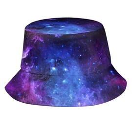 Galaxy Starry Bucket Hat, Unisex Summer Sun Hat Packable Beach Travel Fisherman Cap for Women Men