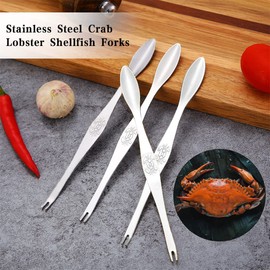 6 Pcs Stainless Steel Crab Lobster Shellfish Forks Lobster Crab Nut Fork Seafood Forks Picks Stainless Steel Seafood Forks for Kitchen Seafood Tools