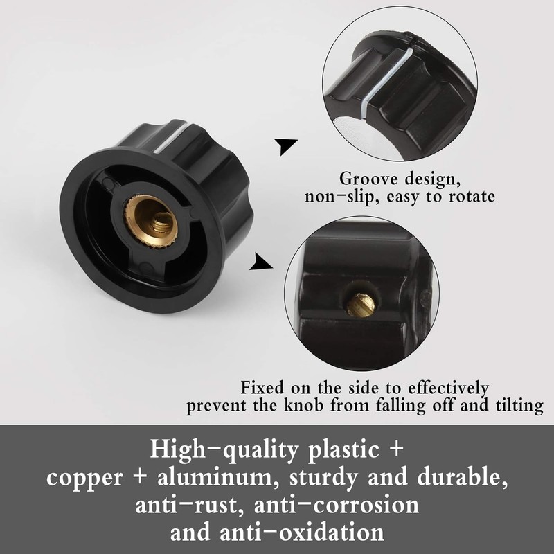 5Pcs Potentiometer Knobs 6mm, Knurled Control Knob With Digital Dial