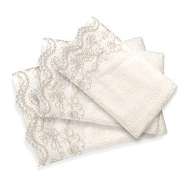 Popular Bath 3PC Towel Set Rose Vine, Beige-Taupe