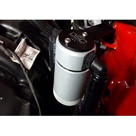 J&L Oil Separator Co. 3.0 Oil Separator Compatible with 2015-2022 EcoBoost Mustang Driver Side (Silver)