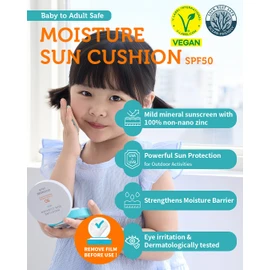 GOONGBE Korean Moisture Sun Cushion Mild SPF50, 0.81oz – Zinc Oxide Mineral Sunscreen for Babies & Kids, Vegan & Reef-Safe