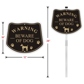 Aiuieaa Beware of Dog Signs with Stake for Fence, Rust Free Metal Sign,UV Protected, Weatherproof Warning Dog Sing for Door or Gate