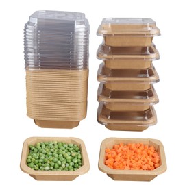 JAYEEY 14OZ Disposable Kraft paper bowls with lids,Food containers Soup Bowls Party Supplies Treat Bowls 50 PACK