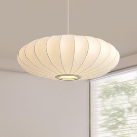 Pandaluna 19.7in Lantern Pendant Light, 3-Light Imitation Silk White Bubble Pendant Lighting Fixture, Hanging Lamp Simple Chandelier for Living Dinning Room Kitchen Island Bedroom Restaurant Cafe