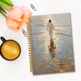 fZSZSD Jesus Christian Spiral Notebook 5.5x8.3, Jesus Walking on Water Bible Journal, Prayer Scripture Journal for Writing, Bible Verse Notebook for Note Taking, Religious Christian Gifts for Women