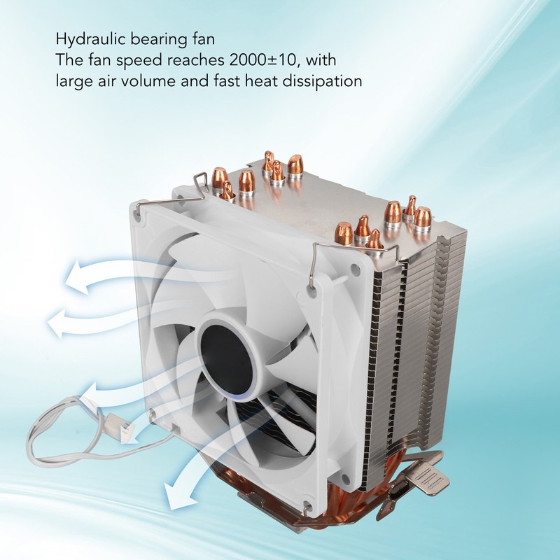 CPU Cooling Fan Professional Efficient 6 Tubes 3 Wires White